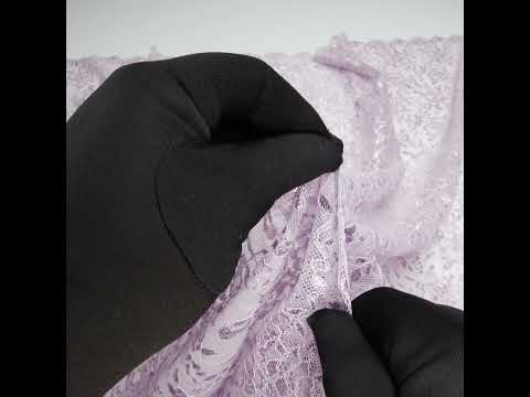 Metallic Re-Embroidered Lace Panel with Finished Edges - Iris Purple Floral Vines - Image 6 of 6