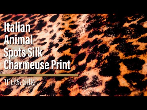 Silk Charmeuse Print - Golden Orange and Black Animal Spots - Made in Italy - Image 6 of 6
