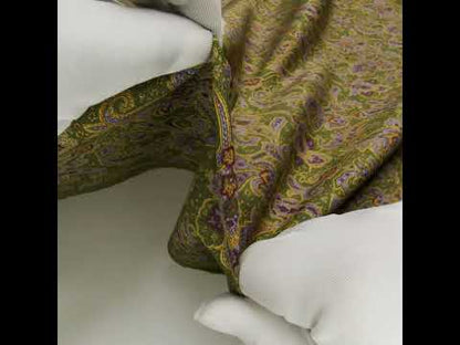 Japanese Moss, Yellow and Lilac Paisley Cotton Woven