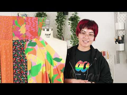 Cotton Voile - Orange and Pink Geometric - Orange You Glad Print - Mood Exclusive Citrus Collection