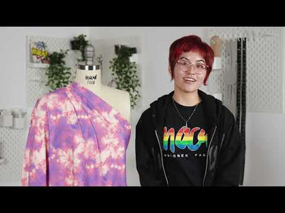 Pink and Purple Tie Dye Caye UV Protective Compression Swimwear Tricot with Aloe Vera Microcapsules