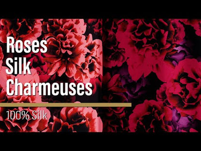 Silk Charmeuse 19mm - Red and Purple Roses