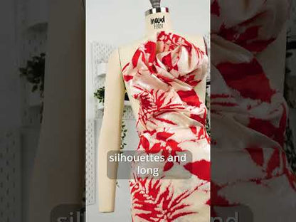 Neon Yellow, White and Beige Soft Leaves Lightweight Polyester and Viscose Luxury Brocade