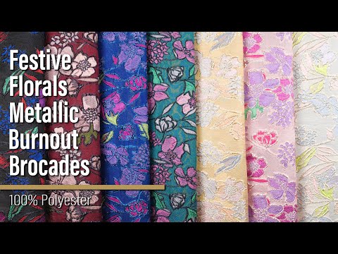 Metallic Burnout Brocade - Pink, Purple and Royal Blue Festive Florals - Image 6 of 6