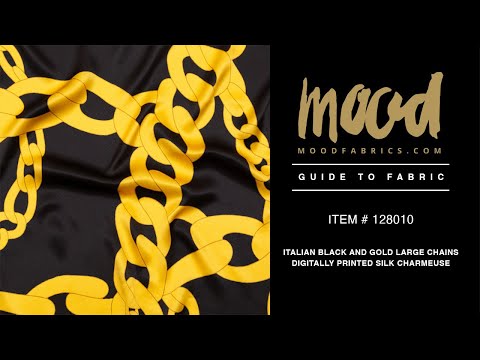 Mood Exclusive Italian Black and Gold Large Chains Digitally Printed Silk Charmeuse - Image 5 of 5