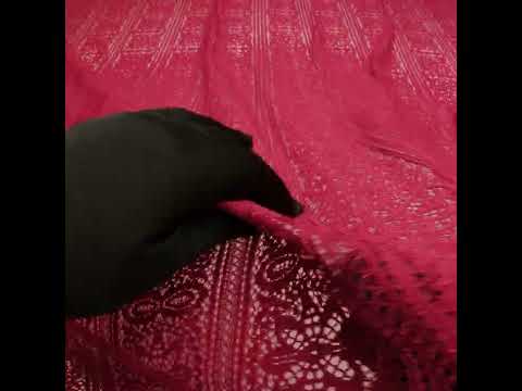 Re-Embroidered Lace with Finished Edges - Red Bug Floral Medallion Stripes