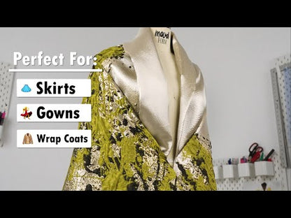 Metallic Gold, Yellow and Black Splattered Stripe Luxury Brocade Panel