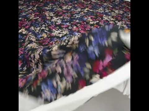 Cotton Crepe - Navy, Magenta and Indigo Little Watercolor Flowers - Mood Exclusive Sonnet for Summer Print