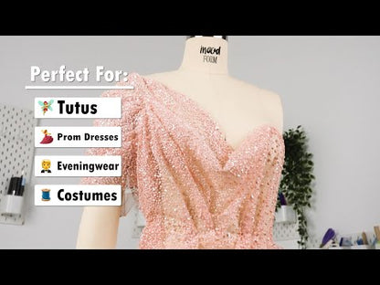 3D Glitter Tulle - Light Gray Puffy Spots Gradient