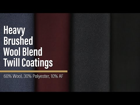 Heavy Brushed Wool Blend Twill Coating - Melange Blue