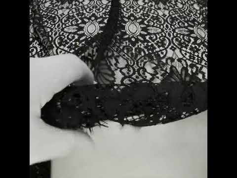 Corded Lace with Finished Edges - Black Fanciful Floral Ogees