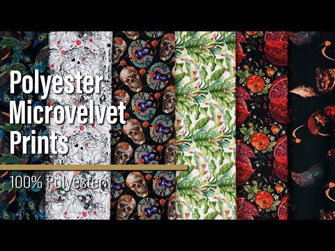 Polyester Microvelvet - White and Green Palm Trees