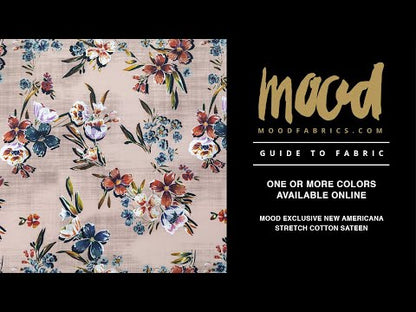 Stretch Cotton Sateen - Beige Floral - New Americana Print - Mood Exclusive Harvest Collection