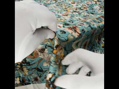 Stretch Cotton Sateen - Blue Floral - Passing of Adonis Print - Mood Exclusive Gaia Collection
