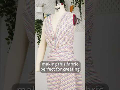 Polyester and Cotton Seersucker - Purple and White Candy Stripes - Wylie Collection