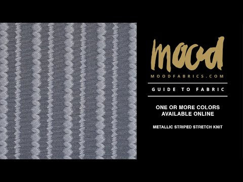 Navy and Metallic Silver Striped Stretch Knit - Image 5 of 5