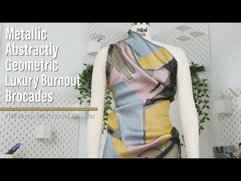 Gold, Silver and Black Metallic Abstractly Geometric Luxury Burnout Brocade - Image 6 of 6