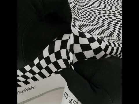 Linen and Rayon Woven - Black and White Warped Checks - Down the Rabbit Hole Print - Mood Exclusive Indigo Collection