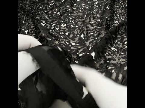 Satin-Faced Burnout Jacquard with Gold Glitter - Black and White Abstract - Designer Deadstock