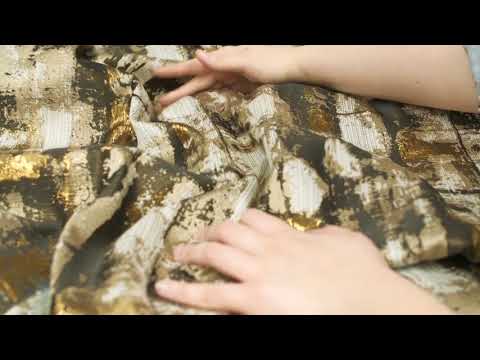 Beige and Gold Abstract Metallic Jacquard