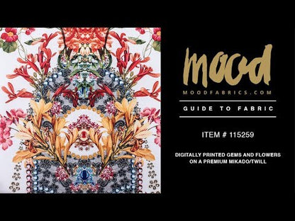 Digitally Printed Gems and Flowers on a Premium Mikado/Twill