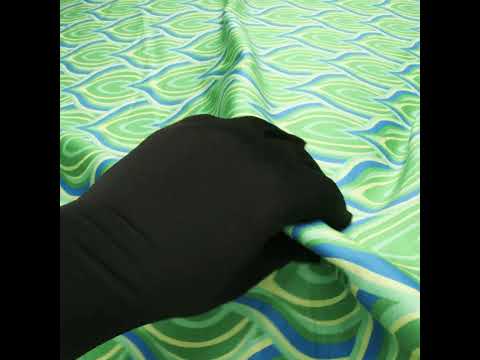 Stretch Cotton Sateen - Blue and Green Leaf Forms - Cipolla Blues Print - Mood Exclusive Marigold Collection