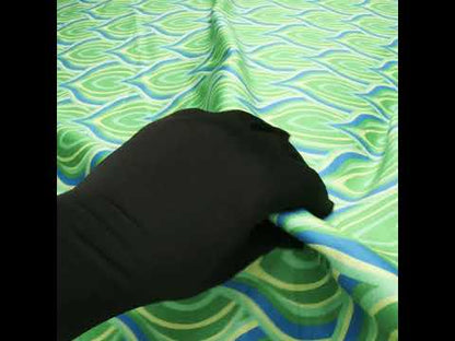Stretch Cotton Sateen - Blue and Green Leaf Forms - Cipolla Blues Print - Mood Exclusive Marigold Collection