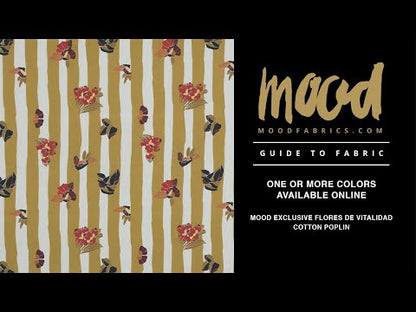 Cotton Poplin - Flowers over Mustard Yellow Stripes - Flores de Vitalidad Print - Mood Exclusive Avenable Collection