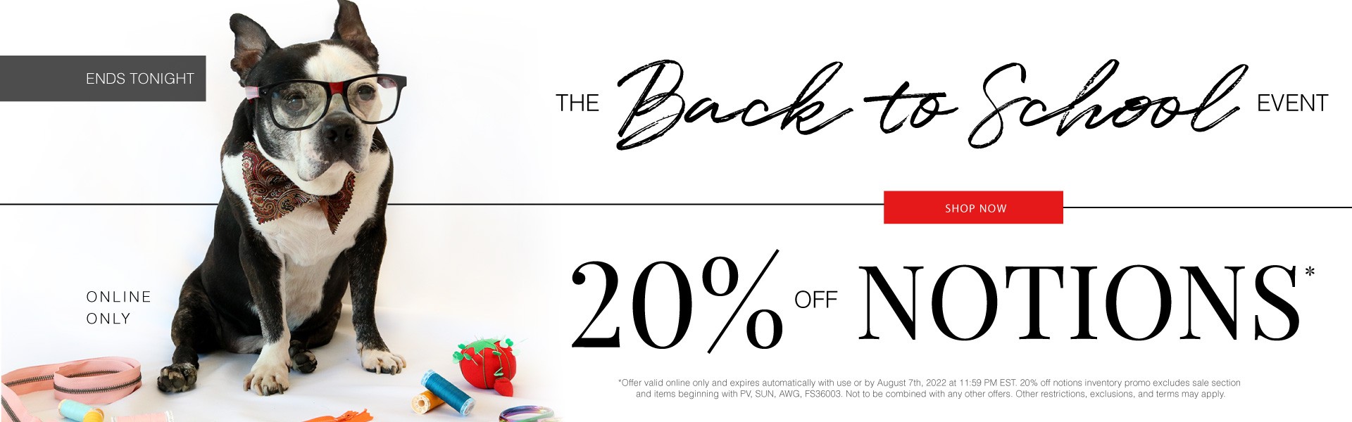 Last Chance! Shop 20% Off Notions Today!