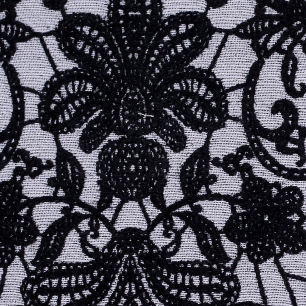 Turkish Domino Black Polyester-Viscose Embroidered Woven - Detail