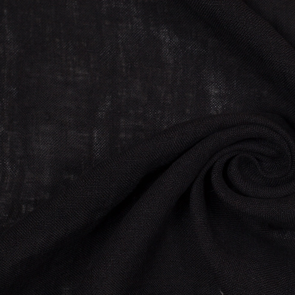 Black Solid Sheer Gauzy Linen