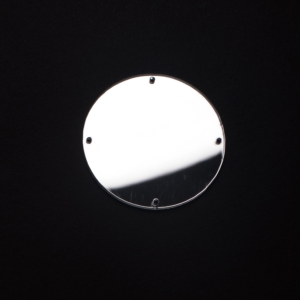 Silver Laminate 4-Hole Round Plastic Mirror - 78L/50mm