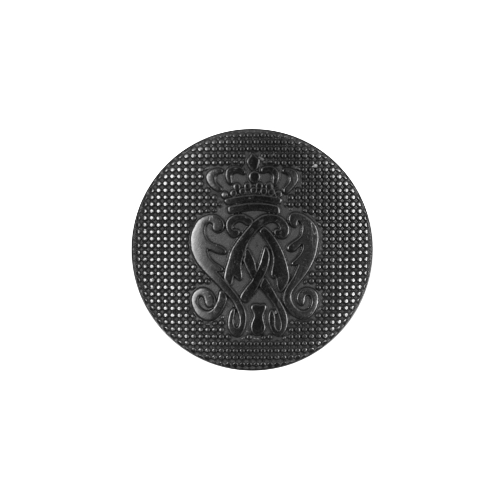 Black Italian Crest Zamac Button - 32L/21mm
