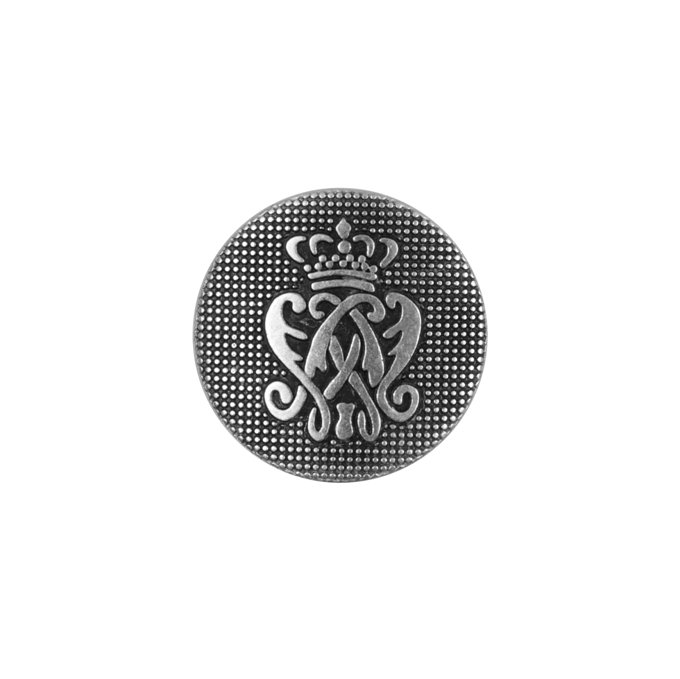 Italian Silver Crest Zamac Button - 24L/15mm