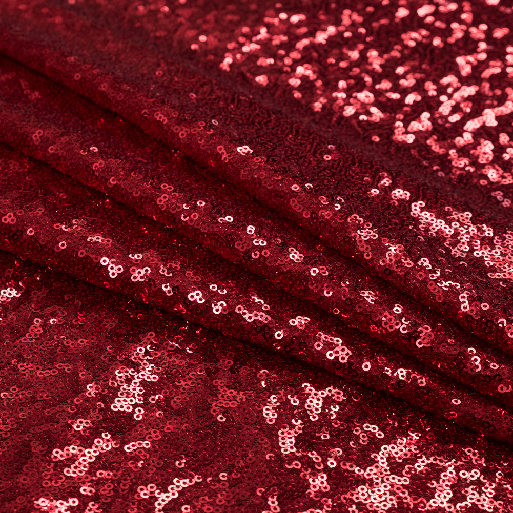 Red Baby Sequins on Mesh - Folded