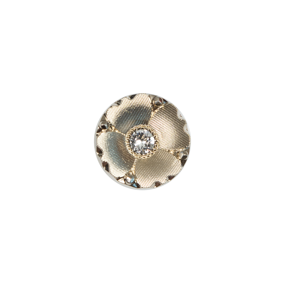Italian Gold Floral Button with Rhinestone Core - 20L/12mm