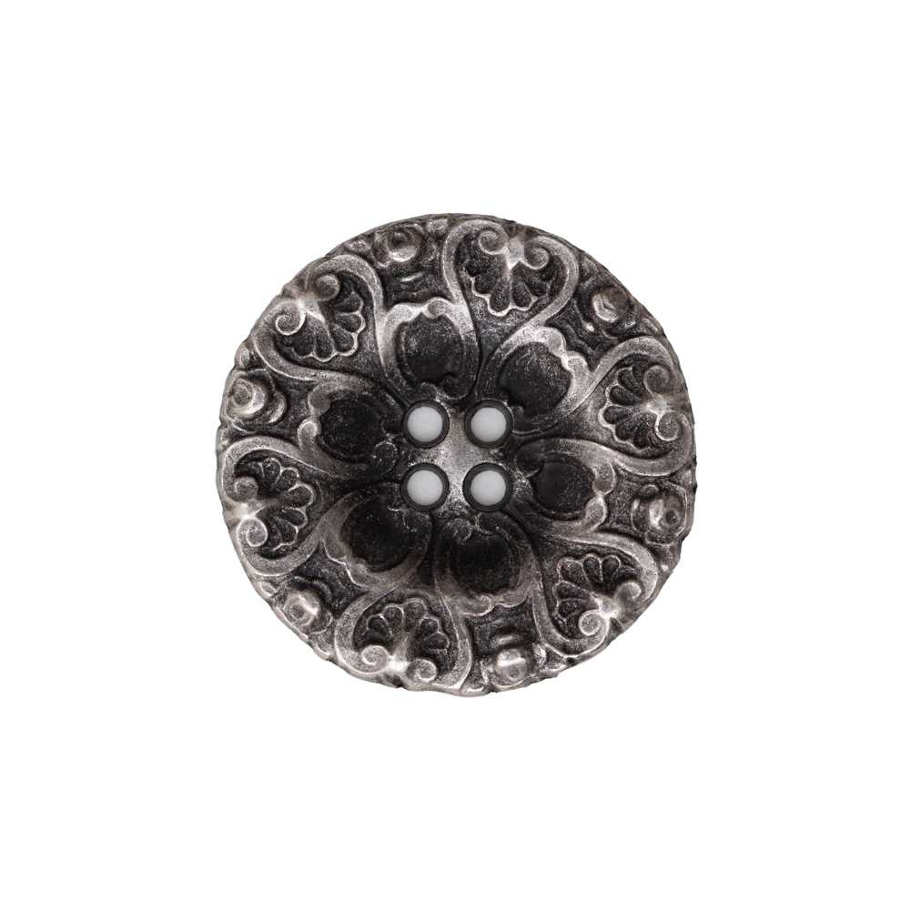 Italian Antique Silver Ornate Metal Zamac Button - 36L/23mm
