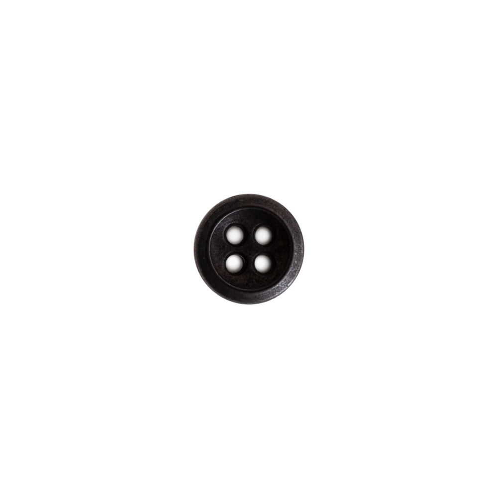 Italian Black Metal 4-Hole Button - 14L/9mm