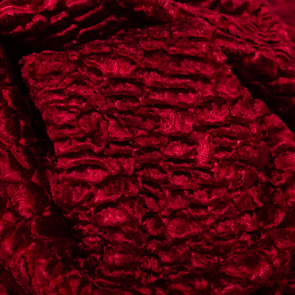 Premium Red Faux Persian Lamb Fur - Detail