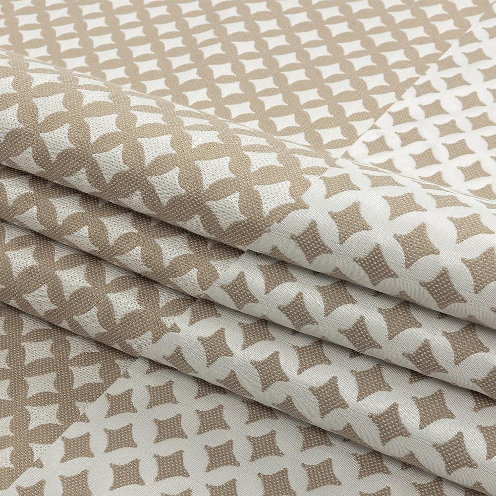 Khaki Quatrefoil Blended Polyester Jacquard - Folded