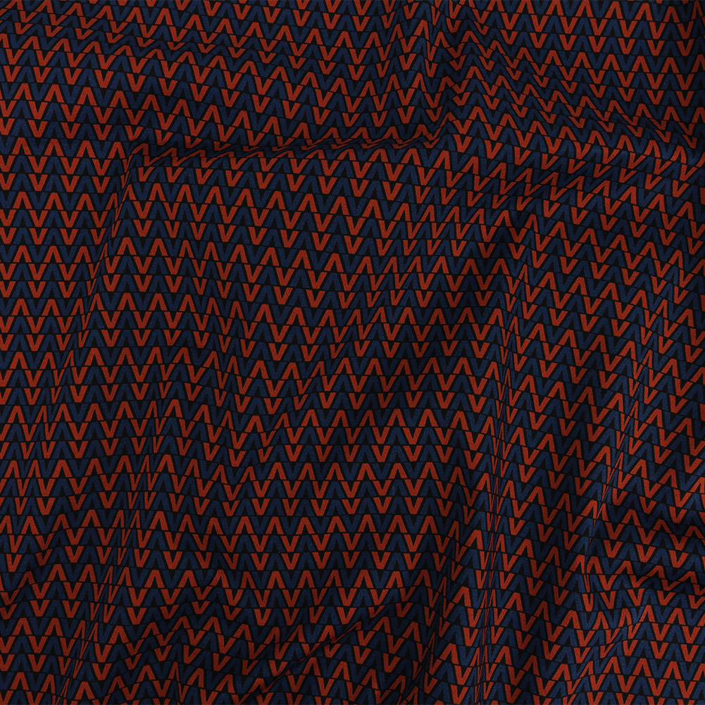Mood Exclusive Red and Navy V for Visionary Stretch Cotton and Viscose Woven