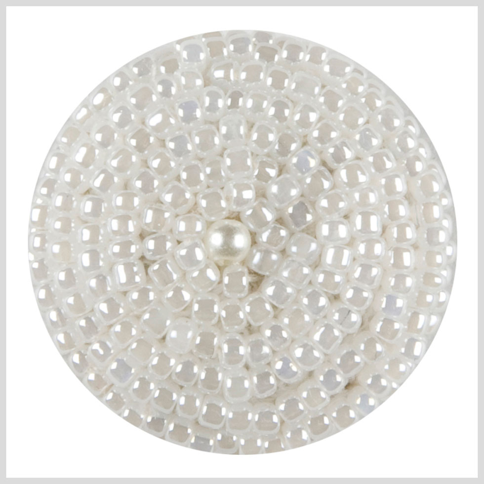 White Beaded Button - 36L/23mm