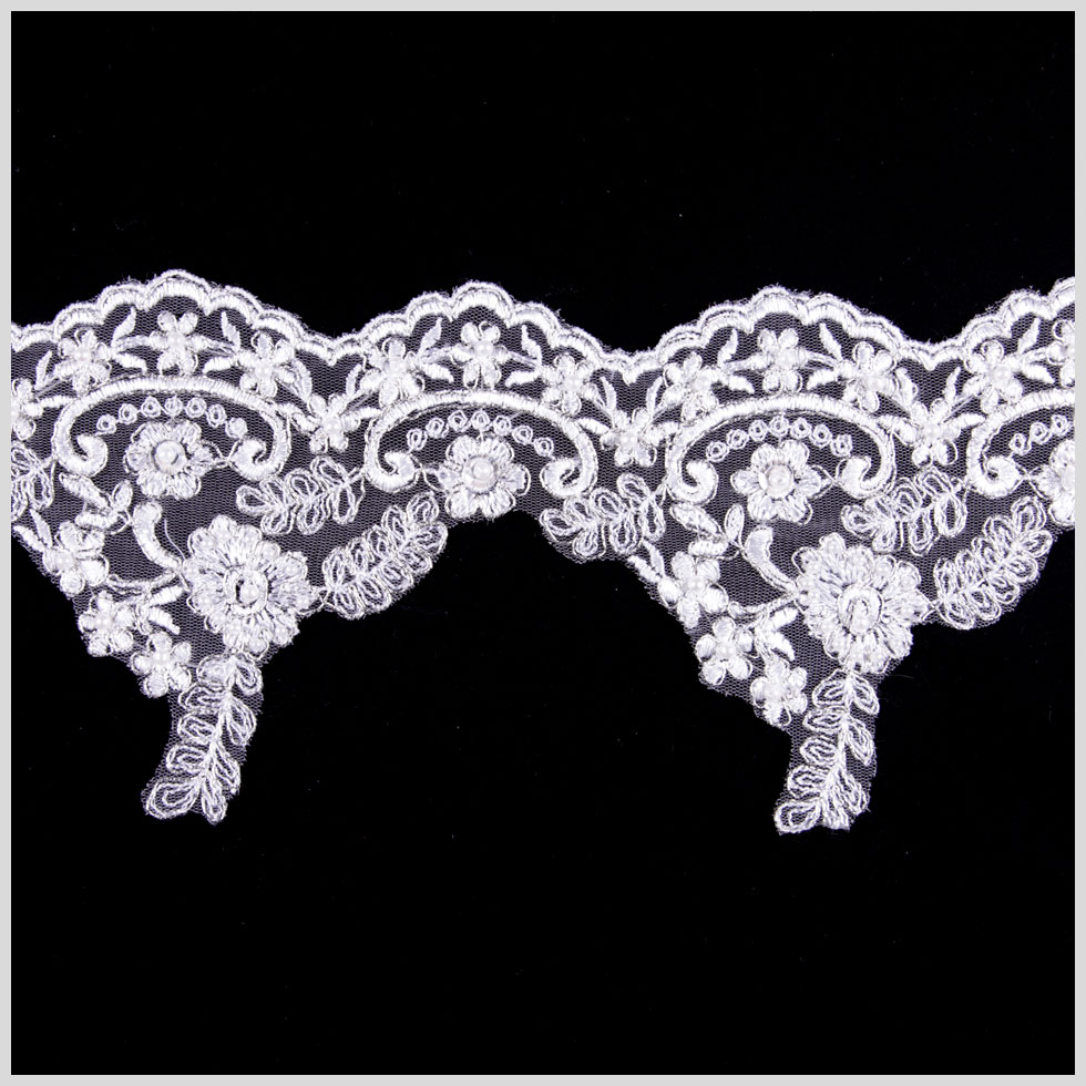 5.5 White/Silver Bridal Beaded Lace