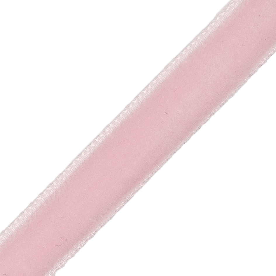 Baby Pink Single Face Velvet Ribbon - 0.375 - Detail