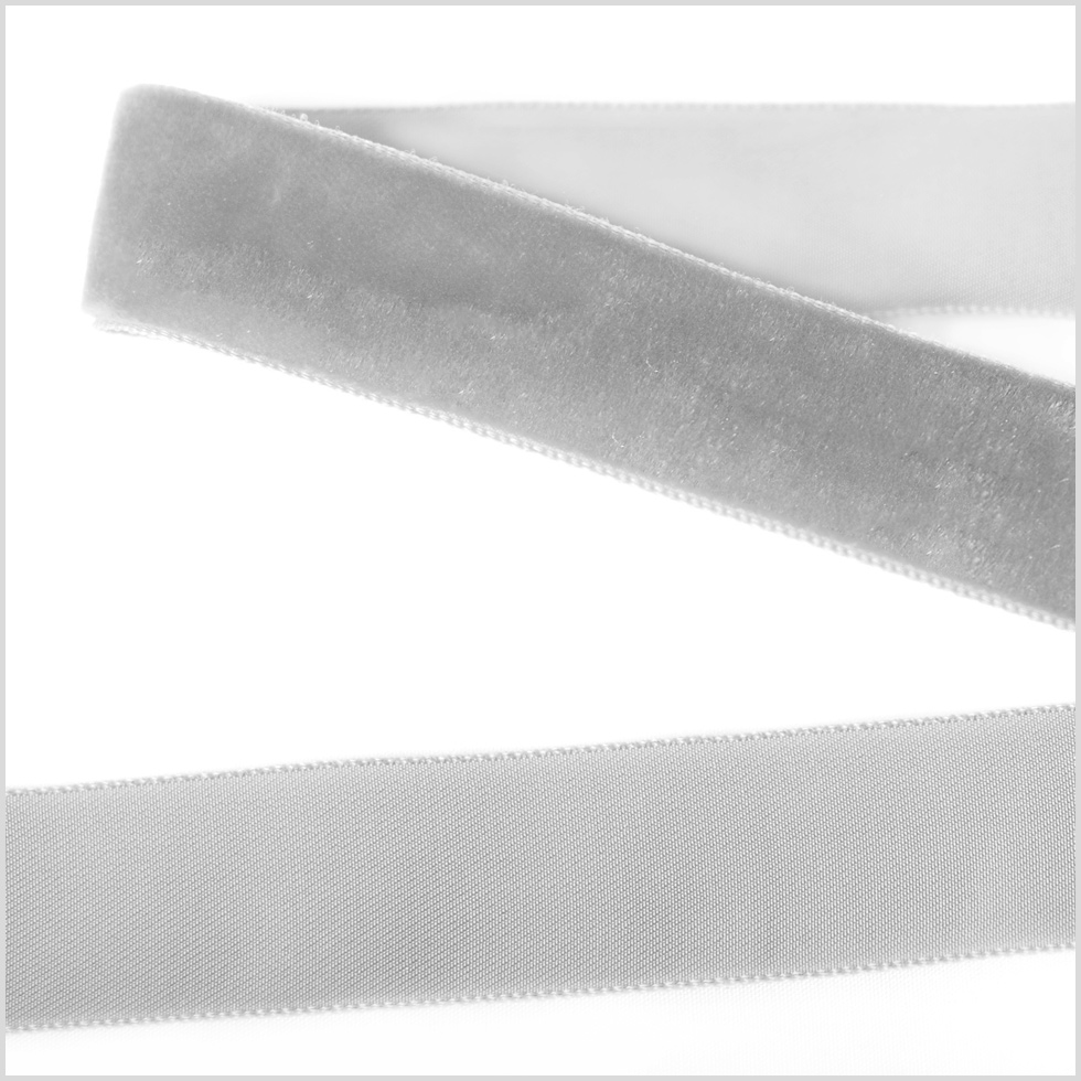 Silver Single Face Velvet Ribbon - 7/8