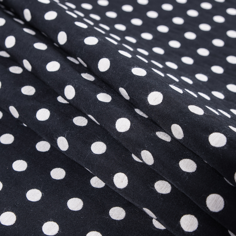 Black and Ivory Polka Dotted Embroidered Woven