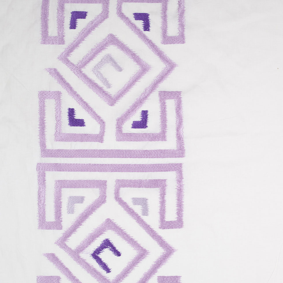 Lupine Purple and White Embroidered Panel Linen