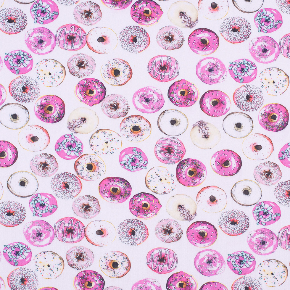 Strawberry Donuts Digitally Printed on Neoprene/Scuba Knit