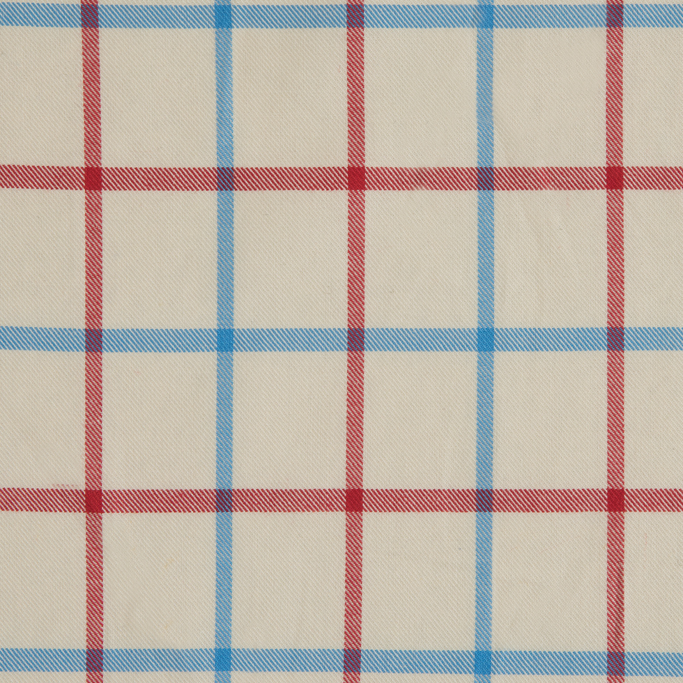 Angora/Blue/Red Tattersall Check Cotton Shirting