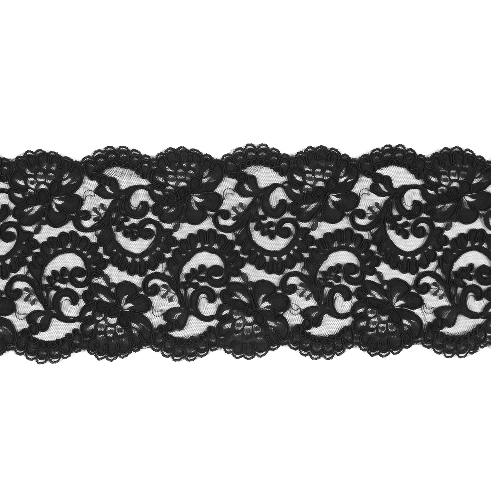 Black Corded Lace Trim - 7.25